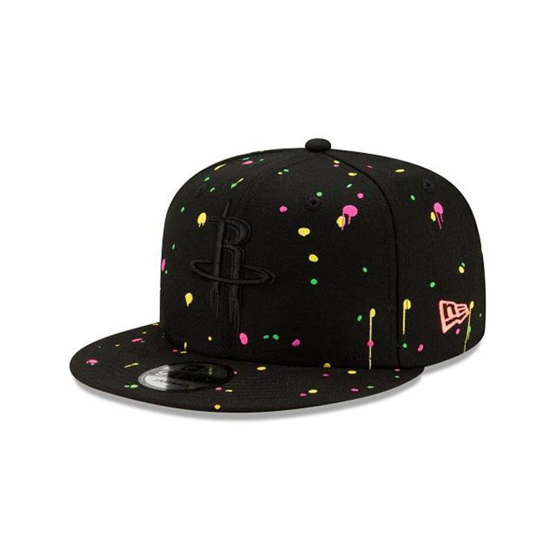 NBA Houston Rockets Neon Splatter 9Fifty Snapback (FCL3872) - Black New Era Caps